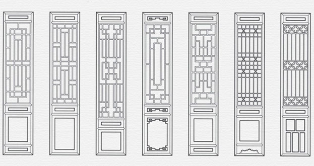 横栏镇常用中式仿古花窗图案隔断设计图